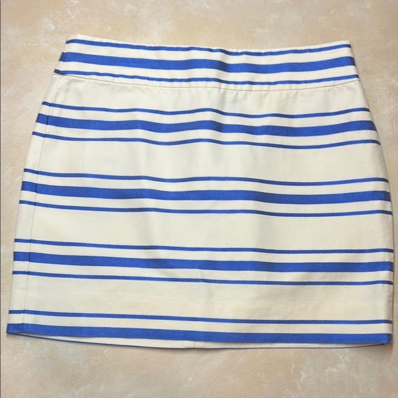J. Crew Metallic Multi Stripe Mini Skirt 65837, Blue,  Mini Pencil Skirt, size 2 - Picture 1 of 3